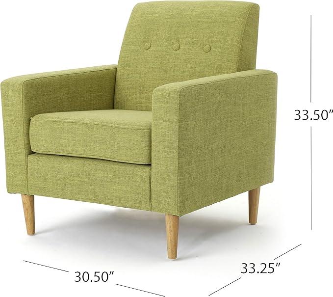 Christopher Knight Home Sawyer Mid-Century Modern Fabric Club Chair Muted Green / Natural