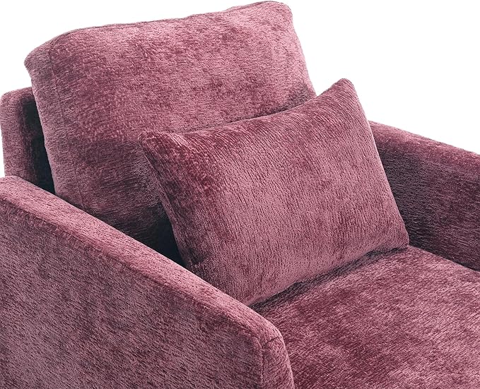 Modern Accent Chair 29'' W Comfy Chenille Tufted Lounge Armchair for Living Room Upholstered Mid Century Reading Nook Chairs Single Sofa Chair Solid Wood Frame (Wine Red)