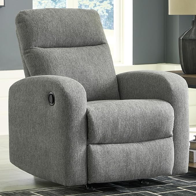 Signature Design by Ashley Carrigan Lane Modern Pull Tab Rocking Recliner Light Gray