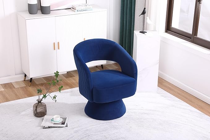 Swivel Accent Chair Armchair Round Barrel Chair in Fabric for Living Room Bedroom Blue