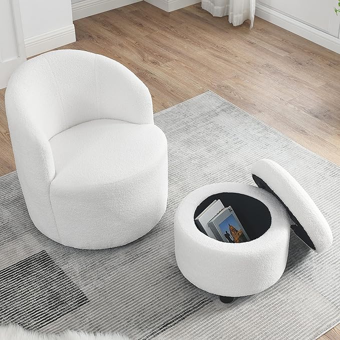 Swivel Barrel Chair Living Room Swivel Chair with Round Storage Chair 360 ° Swivel Club Chair Nursery Bedroom Office Hotel with upholstered Modern Armchair Fabric