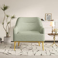 Christopher Knight Home Justin Modern Accent Chair with Metal Legs Chenille Upholstered Lounge Chair Indoor Curved Backrest Armchair Soft Cushion Seating for Living Room Reading Home Green