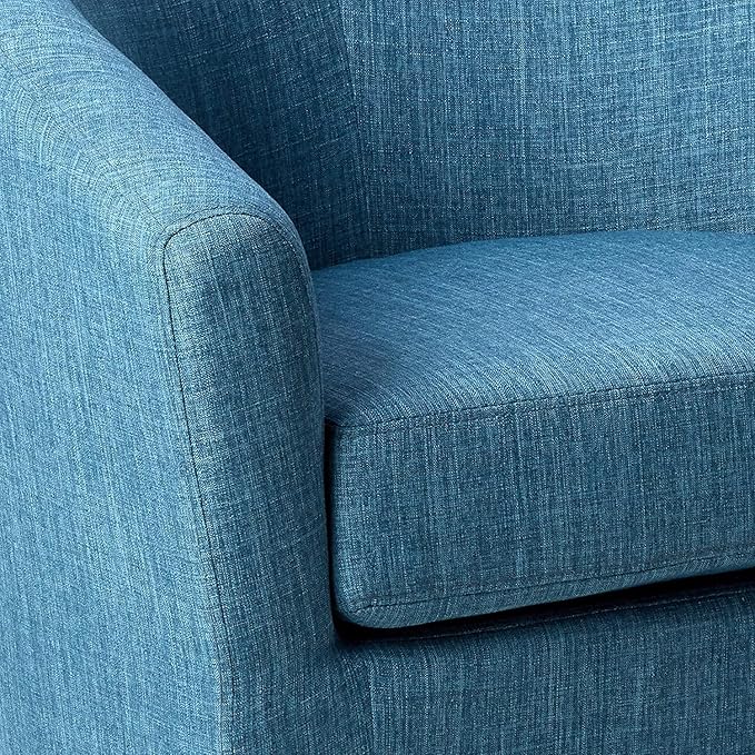OSP Home Furnishings Ethan Tub Accent Chair with Dark Espresso Wood Legs Blue Denim Fabric