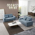 mikibama 2 Piece Sofa Couch Set for Living RoomModern Corduroy 2 Seater Loveseat Couches Set of 2 with Deep SeatModular Sectional 2PC Sofa Set for ApartmentDorm Room (Grey Blue 2PC Loveseat)