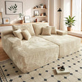 Oversized Chaise Lounge Sofa Indoor - 80 Cloud Sectional Couch Sofa BedLuxury Deep Seat Plush Corduroy Lounge Chair Sleeper Sofa for Living Room Bedroom (Beige2PCS)