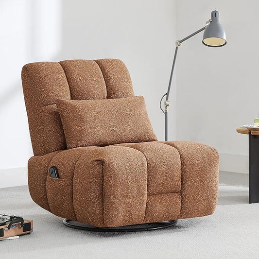 Watson &amp Whitely Oversized Power Recliner Chair for Adults Swivel Rocker Recliner Chair with Lumbar Support Ultra-Comfy Glider Recliner for Living Room Theater Seating Single Sofa Terracotta