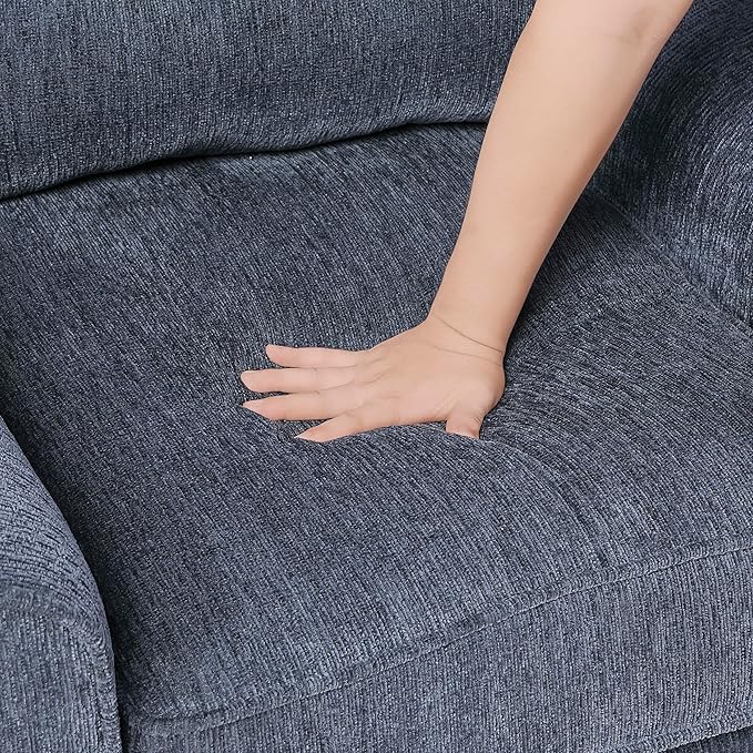 Lexicon Modern Loveseat Chenille Loveseat 2 Pillows Track Arm Reversible Cushions Removable Cushion Cover Easy Assembly Small Couch for Living Room/Office/Reading Spaces Blue