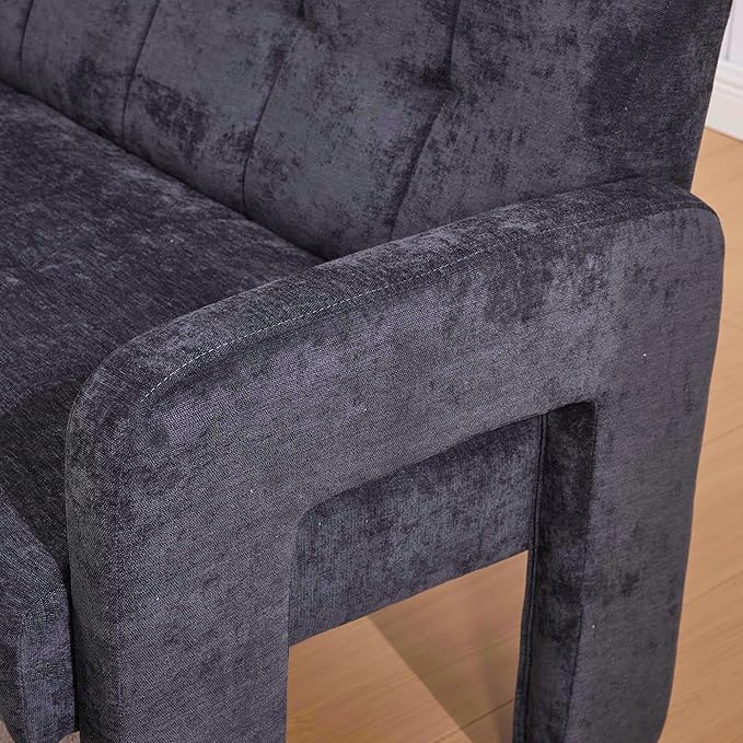 Nordic Modern Double Armchair Living Room &amp Bedroom Compact Upholstered Sofa Leisure Sofa Comfortable Seating with Dual Armrests Can be paired with a single chair for Living RoomBedroom (BLACK)