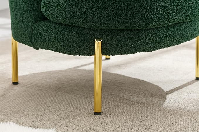 28.4 W Accent Chair Upholstered Curved Backrest Reading Chair Single Sofa Leisure Club Chair with Golden Adjustable Legs for Living Room Bedroom Dorm Room (Green Boucle)