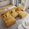 117.8 U Shaped Modular Sectional Sofa with Chaise Comfy Corduroy Fluffy Couch with Deep Seat Flexible Module Combination for Living Room and Office Orange