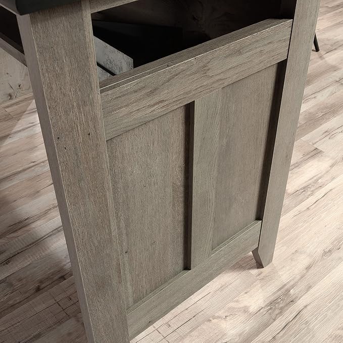 Sauder August Hill L-Shaped Home Office Desk Farmhouse Corner Desk with File Drawer Cable Management Mystic Oak Finish