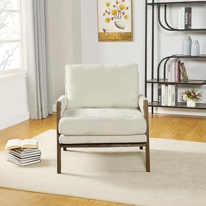 Roundhill Furniture Kelly Mid-Century Modern Accent Armchair White
