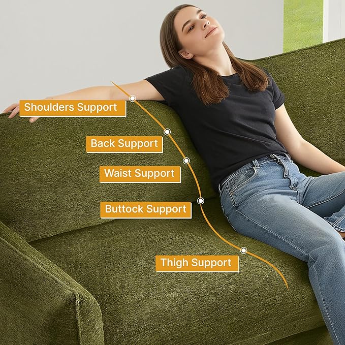 90'' Cloud Loveseat SofaChenille Fabric Couch with 3 Deep Seater Modern Love SeatComfy Thick CushionUpholstered Sofa Couch for Living Room Bedroom Apartment