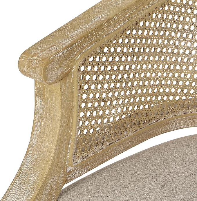 Merax French Country Accent Chair with Curved Back Farmhouse Rubber Wood Armchair for Living Home/Dining Room/Balcony/Patio Beige