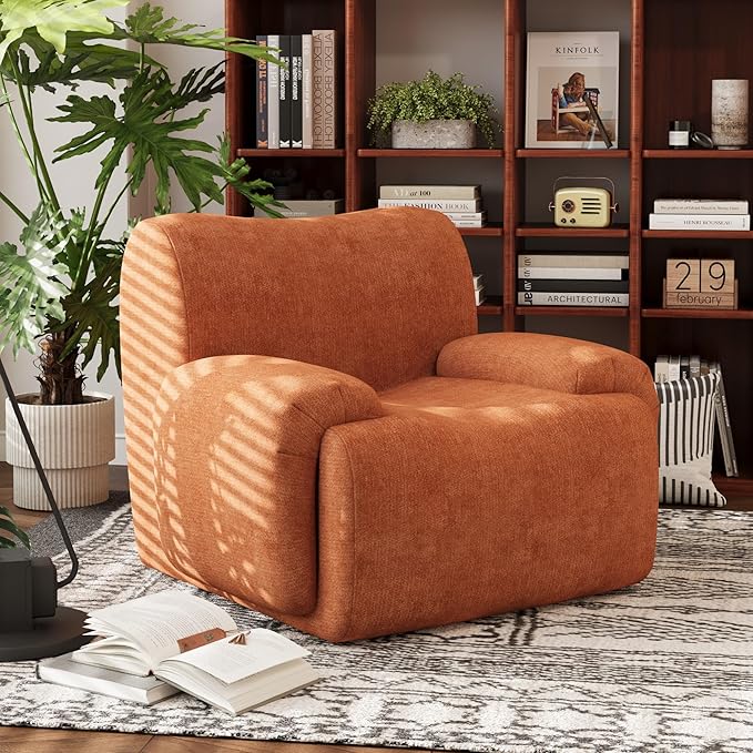 Chifee &amp Vingol Boneless Modern Accent Chair 42 Wide Upholstered Oversized Armchair Deep Seat Single Sofa Chairs Comfy Reading Lounge Chair for Living Room Bedroom Apartment1 PC Orange