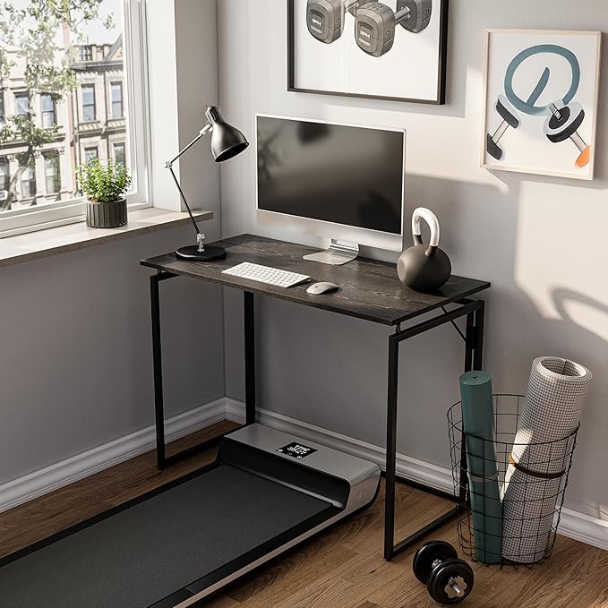 Folding Desk - 31.5 Wood Top Foldable Desk for Small Spaces | No Assembly Required Compact Desk for Home Office Writing and Study