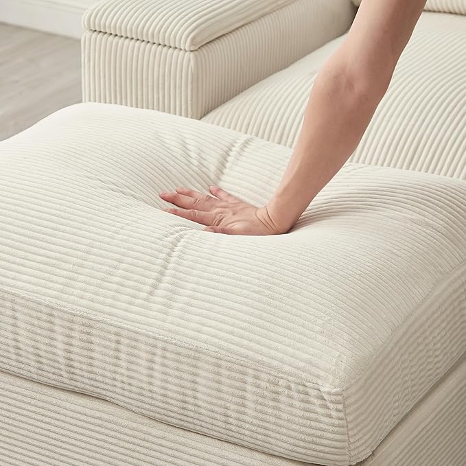 122 Oversized Modular Sectional Sofa Cloud Couch with 2 Ottomans Comfy Corduroy Upholstered Deep Seat Large U Shaped Lounge Sofa&ampCouches with Hidden Arm Storage Box