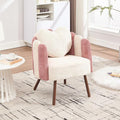 Okeysen Petal Vanity Chair Cute Chair Velvet Accent Chairs with Wood Leg Mid Century Reading Chair Armchair for Living Room Bedroom Vanity &amp Makeup Room.