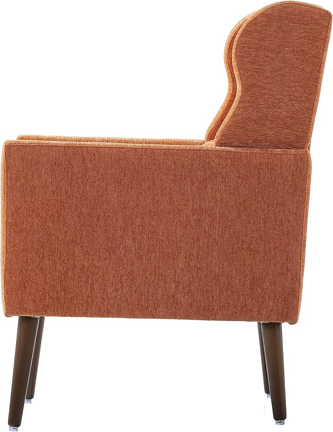 Modern Accent Chair Upholstered Foam Filled Living Room Chairs Comfy Reading Chair Mid Century Modern Chair with Chenille Fabric Lounge Arm Chairs Armchair for Living Room Bedroom (Orange)