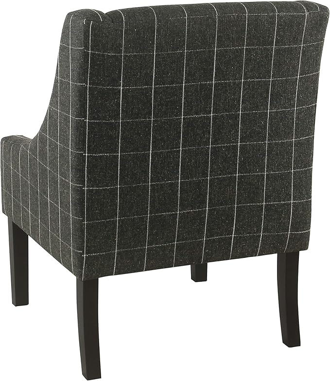Homepop Home Decor | Upholstered Classic Swoop Arm Accent Chair | Accent Chairs for Living Room &amp Bedroom | Decorative Home Furniture Black Windowpane
