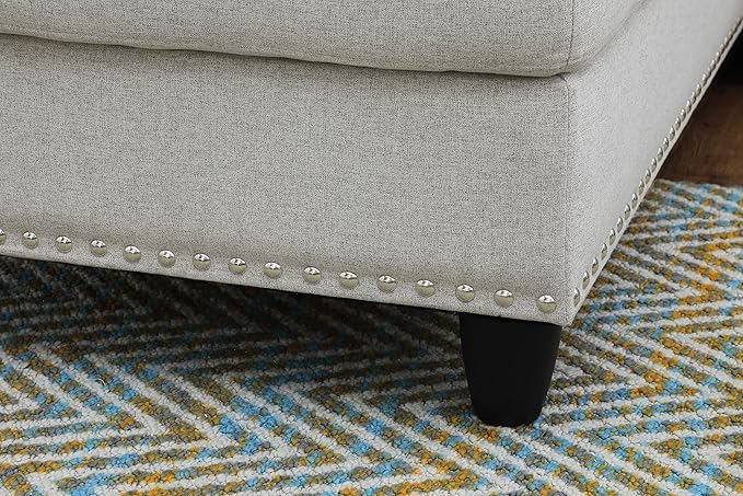 Favfurish L Shape Modular Sectional Sofa with Cup Holders and Storage Ottoman5-Seater Tufting Upholstered Corner Couch for Living RoomApartmentHome Furniture SetsLight Gray Left Chaise98 Inch