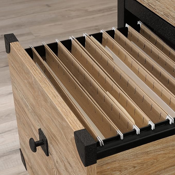 Rolling File Cart with Smooth Metal Drawers - Durable Brown Wooden File Holder for Home or Office