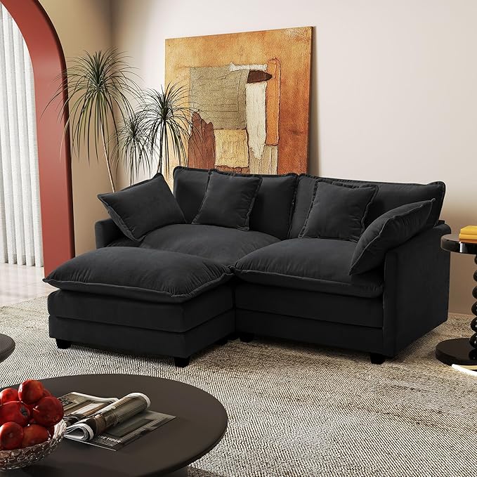 77.6 Modular Sectional SofaLoveseat Couch for Living Room Modern Deep Seat Sofa 2 Seater Chenille Fabric Comfy Cloud Couches with Throw Pillows &amp Ottoman for ApartmentSmall Spaces