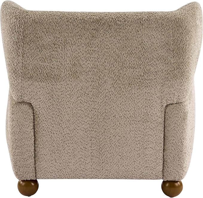 Christopher Knight Home Aiden Boucle Wingback Accent Chair Fabric Upholstered Club Chair with Wooden Frame Comfy Reading Chair for Living Room/Bedroom Light Brown+Walnut