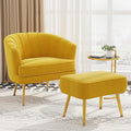 Velvet Accent Chairs with Ottoman for Living Room Bedroom Office Leisure Upholstered Single Sofa Chair Arm Chair Comfy Chair Reading Club Coffee Chair with Metal Legs Yellow