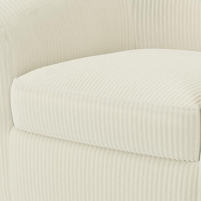 Topeakmart Corduroy Club Chair Modern Accent Chair and Cozy Barrel Chair with Sturdy Wood Legs for Living Room Bedroom Reception Room Beige