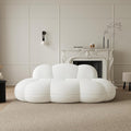 Cloud Shaped Floor Couches for Living Room 90 Curved Boucle Sofa Comfy Compressed Couch Deep Seat Loveseat Sofa for Bedroom Apartment Small Space (White)
