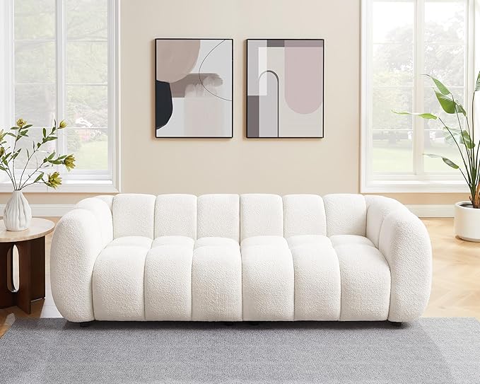 VANOMi 88 Oversized Boucle Sofa Modern Upholstered Tufted Cloud Couch Deep Seat Boucle SofaCozy Modern 3 Seater Couch for Living Room Bedroom Apartment