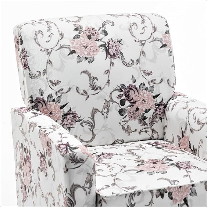 Contemporary Accent Arm Chair with Birch Wood Frame and Velvet Upholstery Armchair for Office and Living Room Decor Removable Cushions 06 Printed Fabric