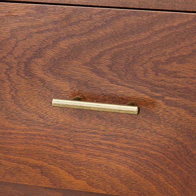 Margo 50 Wide Mid-Century Modern Wood Desk with Drawers Stylish Elevated Top Design Solid Pine Wood Tapered Legs Computer Desk for Home Office &amp Study Walnut