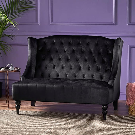 Merax Loveseat Sofa Classic 2 Seater Couch for Living Room Bedroom Office Black