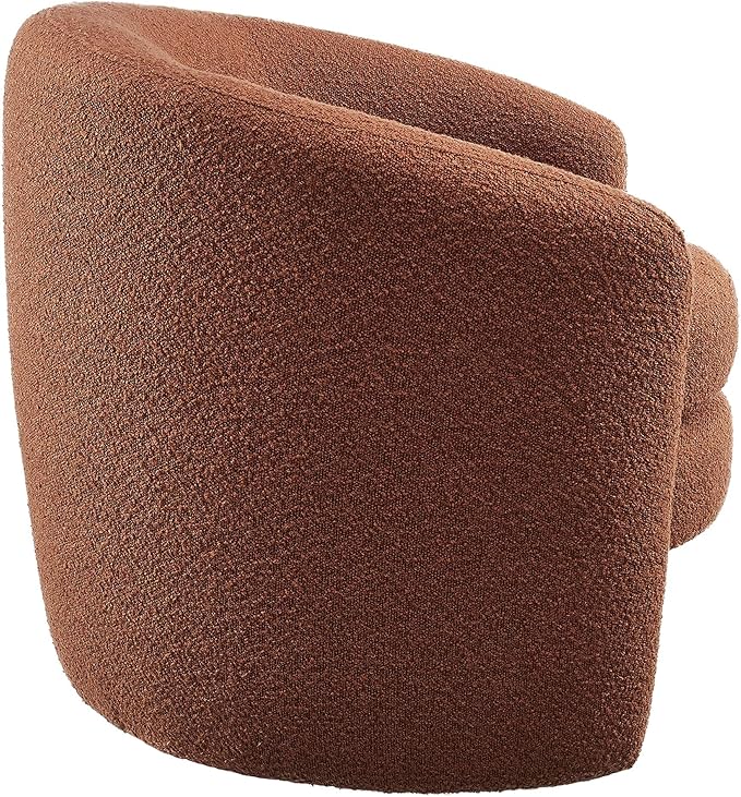 Modway Affinity Boucle Fabric Accent Chair in Rust - Versatile Living Room Chair with Curved Back - Upholstered Bedroom Barrel Chair - Reading Armchair