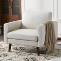 ELUCHANG Accent Chair Set of 1 Oversized Mid Century Modern Arm Chair Soft Linen Fabric Sofa Chairs Upholstered Comfy Chair for Living Room Bedroom Apartment (Creamy White)