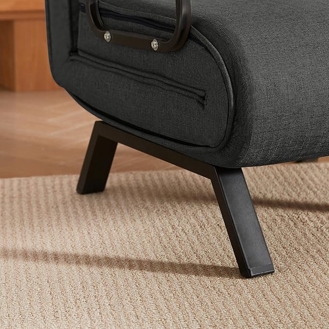 Foldable Chair Bed Comfortable Convertible Sofa Bed 5 in 1 Foldable Bed with 5 Adjustable backrests and Pillows Suitable for Comfortable Cushion Chair in The Office. (Black+Linen+1Seat)