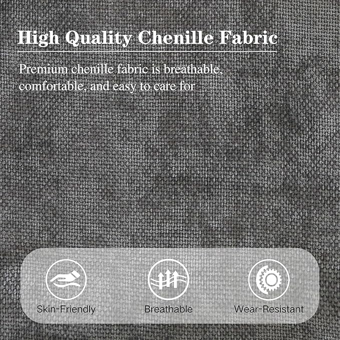 Mlmh &amp Kngwa Chenille Oversized Accent Chair 45.27 Wide Comfy Single Sofa Big Cozy Chairs with 3 Pillows Upholstered Reading Lounge Chair for Living Room Bedroom Charcoal