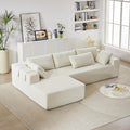 Yoglad Modern L-Shape Modular Upholstered Sofa with Versatile Configuration Comfortable Deep Seat and 6 Pillows for Living Room or Office (Face The Left Chenille Lvory Sofa)