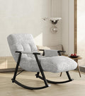 5-in-1 Folding Rocking Lounge Chair Indoor with 5 Angles Adjustable High Back+ Foot Rest Heavy Duty Casual Tufted Upholstered Glider Recling Chair for Living Room Bedroom Balcony (Teddy Gray)