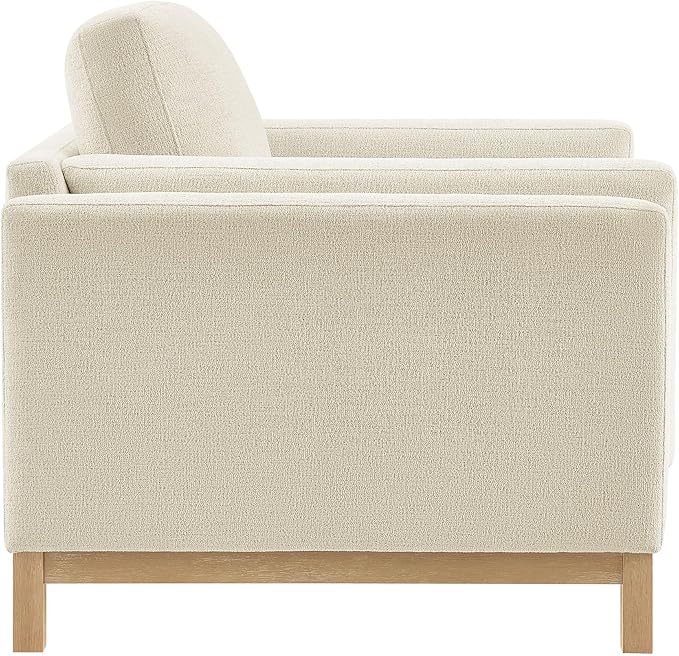 Modway Roscoe Fabric Armchair in Ivory - Comfortable Deep Seat Accent Chair with Arms for Living Room or Bedroom