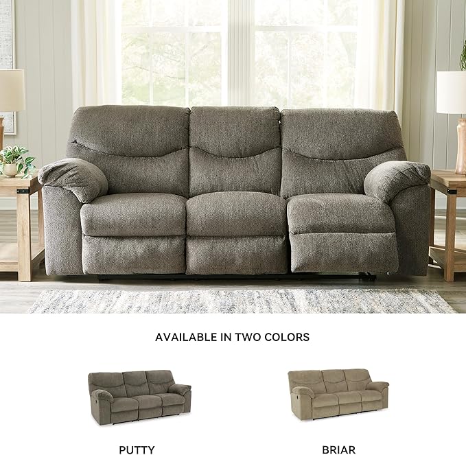 Signature Design by Ashley Alphons Transitional Tufted Reclining Sofa Light Gray
