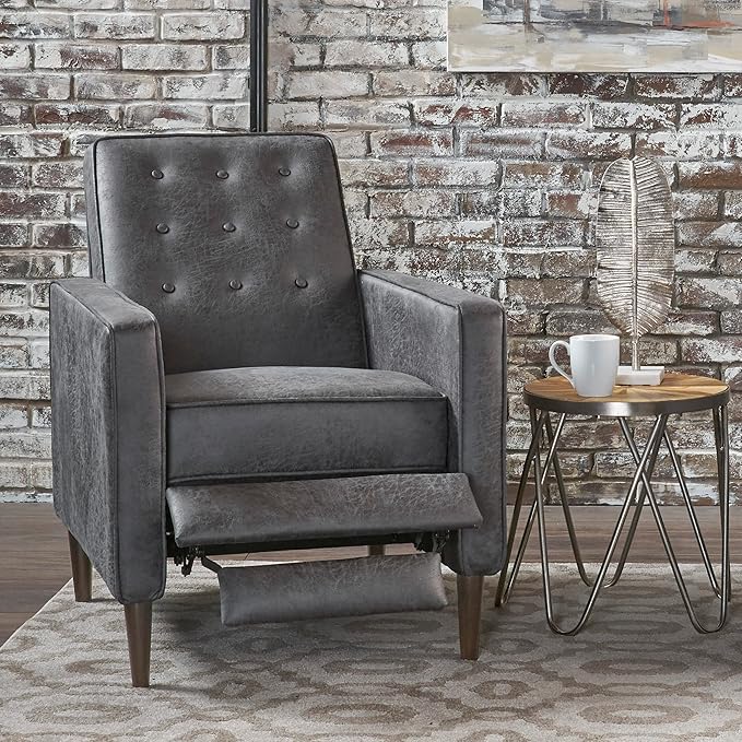 Christopher Knight Home Mervynn Mid-Century Modern Microfiber Recliner Slate / Dark Espresso