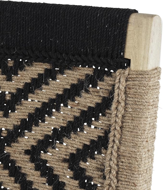 Deco 79 Jute Rope Handmade Living Room Accent Chair Side Chair with Brown Mango Wood Frame Corner Chair 25 x 24 x 33 Black
