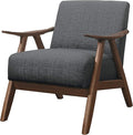 Benjara Fabric Upholstered Accent Chair with Curved Armrests Gray