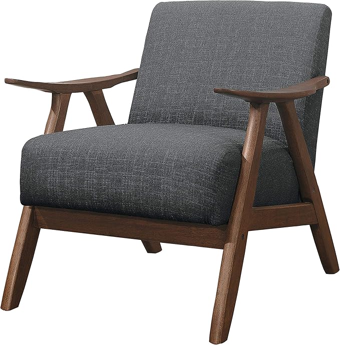 Benjara Fabric Upholstered Accent Chair with Curved Armrests Gray
