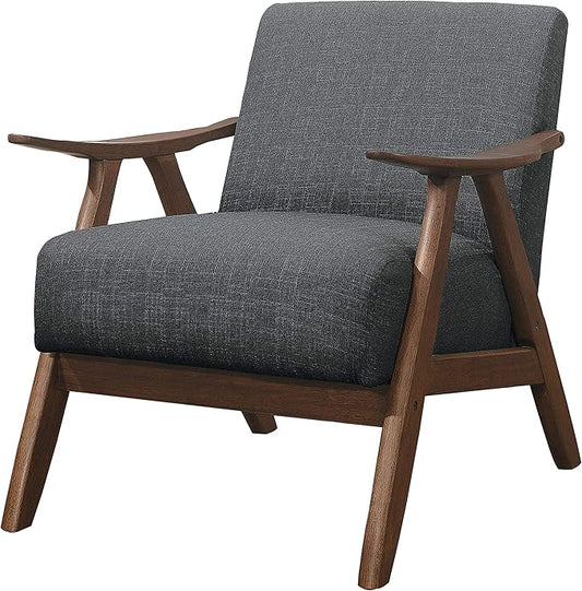 Benjara Fabric Upholstered Accent Chair with Curved Armrests Gray