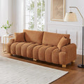 VANOMi Boucle Sofa Couch 91 Comfy Tufted Upholstered Cloud Couches Modern 3 Seater Sofa with Pillows Oversized Deep Seat Sherpa Couch for Living Room Bedroom Apartment (Curry)