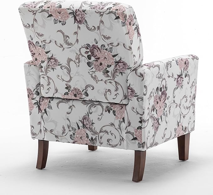 Contemporary Accent Arm Chair with Birch Wood Frame and Velvet Upholstery Armchair for Office and Living Room Decor Removable Cushions 06 Printed Fabric